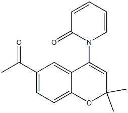 6-Acetyl-4-(2-oxo-1,2-dihydropyridine-1-yl)-2,2-dimethyl-2H-1-benzopyran Struktur