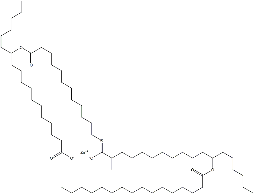 Bis(12-palmitoyloxyoctadecanoic acid)zinc salt Struktur