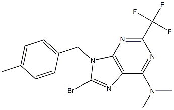 6-Dimethylamino-9-(4-methylbenzyl)-2-trifluoromethyl-8-bromo-9H-purine Struktur