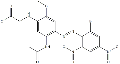 [5-Acetylamino-4-(2-bromo-4,6-dinitrophenylazo)-2-methoxyanilino]acetic acid methyl ester Struktur