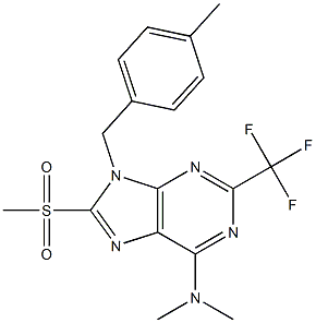 6-Dimethylamino-9-(4-methylbenzyl)-2-trifluoromethyl-8-methylsulfonyl-9H-purine Struktur