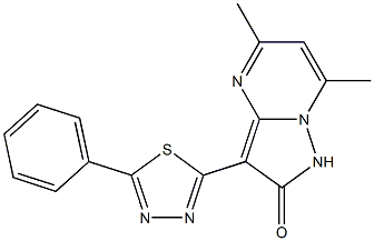 5,7-Dimethyl-3-(5-phenyl-1,3,4-thiadiazol-2-yl)pyrazolo[1,5-a]pyrimidin-2(1H)-one Struktur