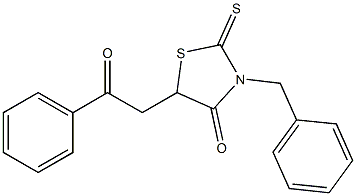 Dihydro-2-thioxo-3-benzyl-5-[(phenylcarbonyl)methyl]thiazol-4(5H)-one Struktur