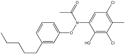 2-(3-Pentylphenoxyacetylamino)-4,6-dichloro-5-methylphenol Struktur