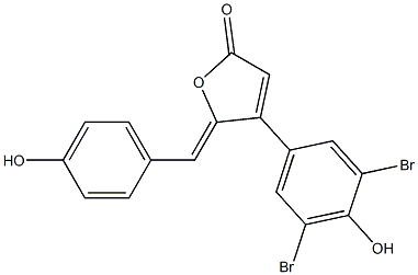 (5Z)-5-(4-Hydroxybenzylidene)-4-(3,5-dibromo-4-hydroxyphenyl)furan-2(5H)-one Struktur