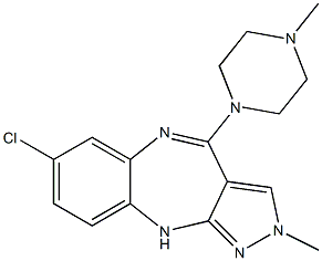 2-Methyl-4-(4-methylpiperazin-1-yl)-7-chloro-2,10-dihydropyrazolo[3,4-b][1,5]benzodiazepine Struktur