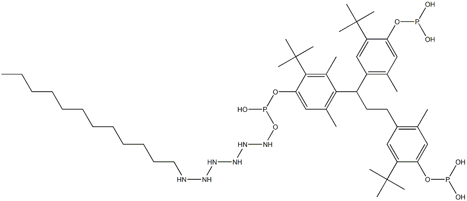 [3-Methyl-1,1,3-propanetriyltris(2-tert-butyl-5-methyl-4,1-phenyleneoxy)]tris(phosphonous acid)hexaoctadecyl ester Struktur