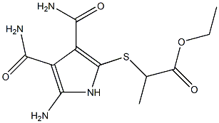 2-Amino-5-[[1-(ethoxycarbonyl)ethyl]thio]-1H-pyrrole-3,4-dicarboxamide Struktur