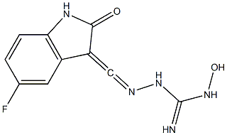 1-[[(5-Fluoro-2,3-dihydro-2-oxo-1H-indol)-3-ylidene]methyleneamino]-3-hydroxyguanidine Struktur