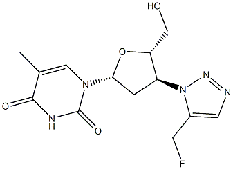 3'-(5-(Fluoromethyl)-1H-1,2,3-triazol-1-yl)-3'-deoxythymidine Struktur