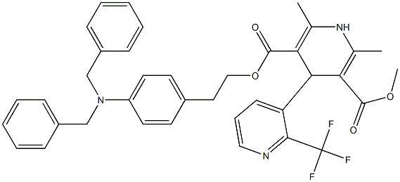 2,6-Dimethyl-4-[2-(trifluoromethyl)-3-pyridyl]-1,4-dihydropyridine-3,5-dicarboxylic acid 3-methyl 5-[2-[4-dibenzylaminophenyl]ethyl] ester Struktur