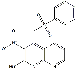 3-Nitro-4-[(phenylsulfonyl)methyl]-1,8-naphthyridin-2-ol Struktur