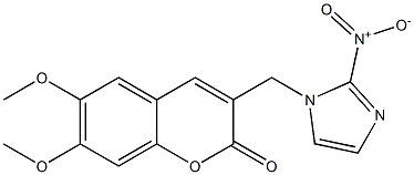 6,7-Dimethoxy-3-[(2-nitro-1H-imidazol-1-yl)methyl]-2H-1-benzopyran-2-one Struktur