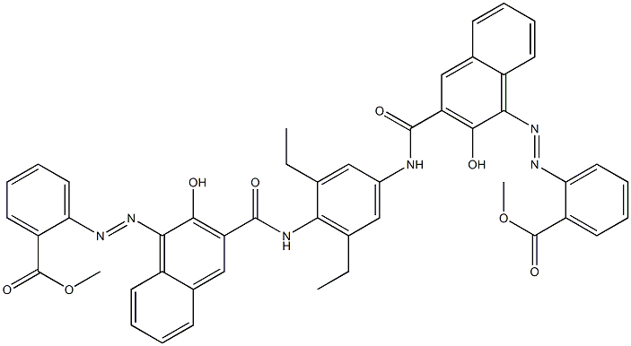 1,4-Bis[1-[[2-(methoxycarbonyl)phenyl]azo]-2-hydroxy-3-naphthoylamino]-2,6-diethylbenzene Struktur