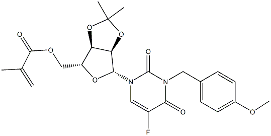 5-Fluoro-3-(4-methoxybenzyl)-5'-O-(2-methylacryloyl)-2'-O,3'-O-(propane-2,2-diyl)uridine Struktur