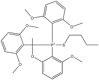 Tris(2,6-dimethoxyphenyl)(butylthio)phosphonium Struktur