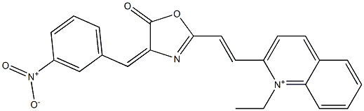 1-Ethyl-2-[2-[[4-(3-nitrobenzylidene)-4,5-dihydro-5-oxooxazol]-2-yl]ethenyl]quinolinium Struktur