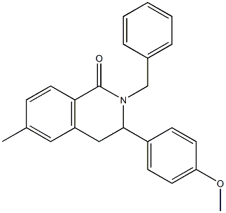 3,4-Dihydro-6-methyl-2-benzyl-3-(4-methoxyphenyl)isoquinolin-1(2H)-one Struktur