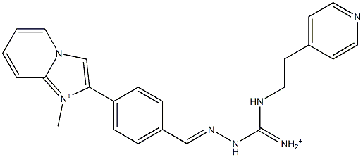 2-[4-[2-[Iminio[2-(4-pyridinyl)ethylamino]methyl]hydrazonomethyl]phenyl]-1-methylimidazo[1,2-a]pyridin-1-ium Struktur