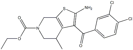 2-Amino-3-(3,4-dichlorobenzoyl)-4,5,6,7-tetrahydro-4-methyl-6-ethoxycarbonylthieno[2,3-c]pyridine Struktur