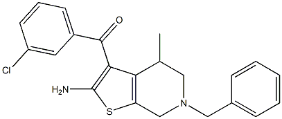 2-Amino-3-(3-chlorobenzoyl)-4,5,6,7-tetrahydro-4-methyl-6-benzylthieno[2,3-c]pyridine Struktur