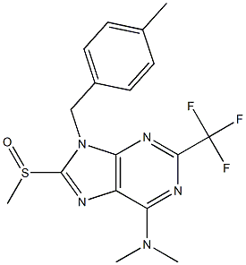 6-Dimethylamino-9-(4-methylbenzyl)-2-trifluoromethyl-8-methylsulfinyl-9H-purine Struktur