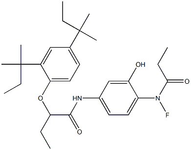 2-(N-Fluoro-N-propionylamino)-5-[2-(2,4-di-tert-amylphenoxy)butyrylamino]phenol Struktur