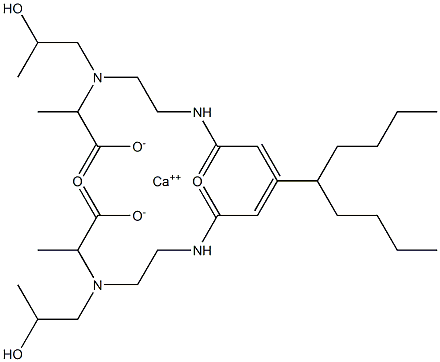 Bis[2-[N-(2-hydroxypropyl)-N-[2-(2-octenoylamino)ethyl]amino]propionic acid]calcium salt Struktur