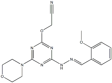 2-Cyanomethoxy-4-[2-(2-methoxybenzylidene)hydrazino]-6-morpholino-1,3,5-triazine Struktur