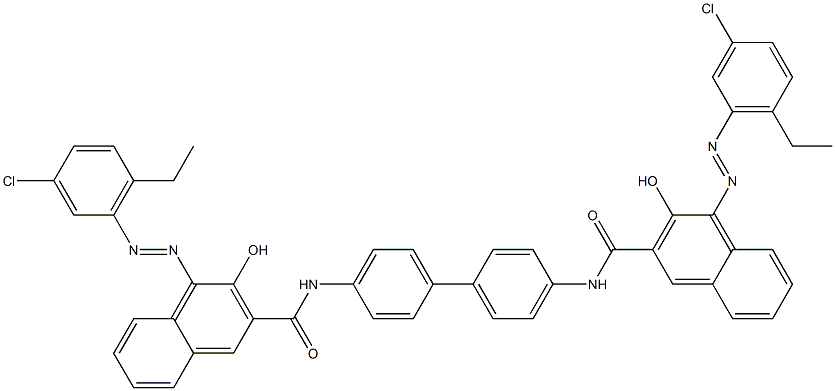 N,N'-(1,1'-Biphenyl-4,4'-diyl)bis[4-[(3-chloro-6-ethylphenyl)azo]-3-hydroxy-2-naphthalenecarboxamide] Struktur