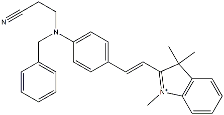 2-[2-[4-[(2-Cyanoethyl)(phenylmethyl)amino]phenyl]ethenyl]-1,3,3-trimethyl-3H-indolium Struktur