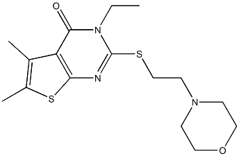 5,6-Dimethyl-3-ethyl-2-[[2-morpholinoethyl]thio]thieno[2,3-d]pyrimidin-4(3H)-one Struktur