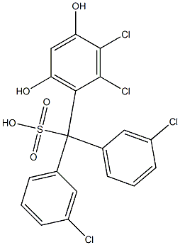 (2,3-Dichloro-4,6-dihydroxyphenyl)bis(3-chlorophenyl)methanesulfonic acid Struktur