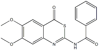 2-Benzoylamino-6,7-dimethoxy-4H-3,1-benzothiazin-4-one Struktur