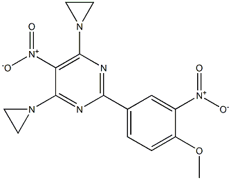 4,6-Bis(1-aziridinyl)-2-(4-methoxy-3-nitrophenyl)-5-nitropyrimidine Struktur