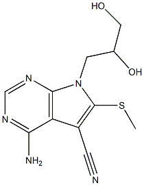 4-Amino-6-methylthio-7-(2,3-dihydroxypropyl)-7H-pyrrolo[2,3-d]pyrimidine-5-carbonitrile Struktur