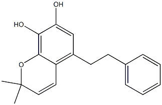 7,8-Dihydroxy-2,2-dimethyl-5-(2-phenylethyl)-2H-1-benzopyran Struktur