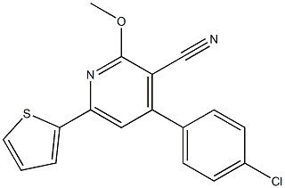 2-Methoxy-4-(4-chlorophenyl)-6-(2-thienyl)pyridine-3-carbonitrile Struktur