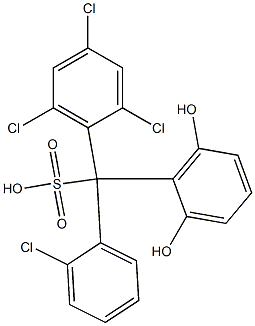 (2-Chlorophenyl)(2,4,6-trichlorophenyl)(2,6-dihydroxyphenyl)methanesulfonic acid Struktur