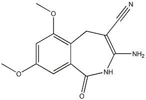 3-Amino-6,8-dimethoxy-1,2-dihydro-1-oxo-5H-2-benzazepine-4-carbonitrile Struktur