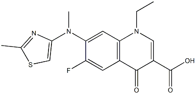 1,4-Dihydro-1-ethyl-6-fluoro-7-[(2-methylthiazol-4-yl)methylamino]-4-oxoquinoline-3-carboxylic acid Struktur