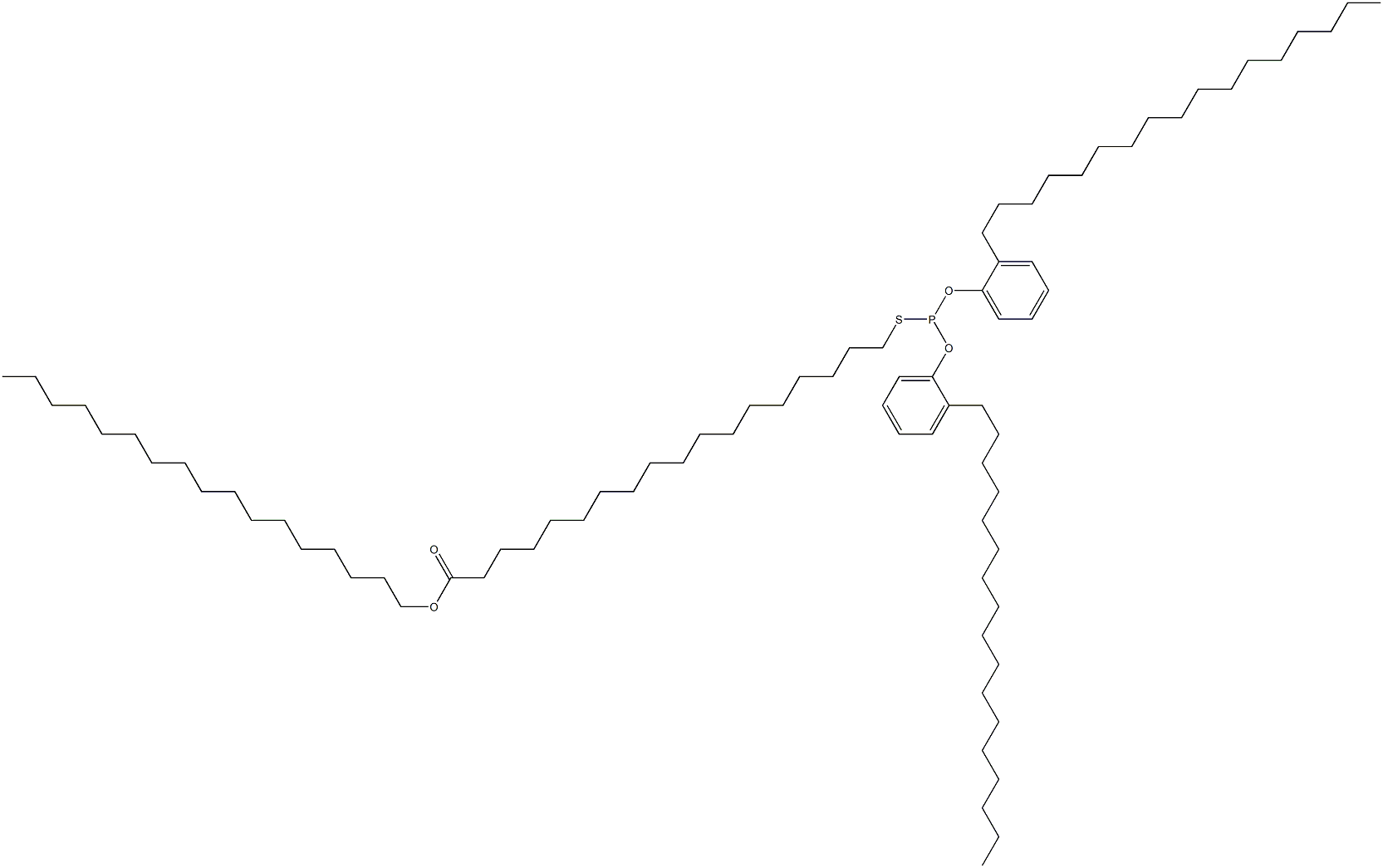 Thiophosphorous acid O,O-bis(2-heptadecylphenyl)S-(18-heptadecyloxy-18-oxooctadecyl) ester Struktur
