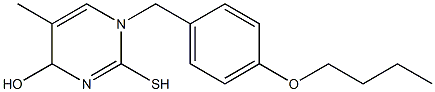 1-(4-Butoxybenzyl)-1,4-dihydro-5-methyl-2-mercaptopyrimidin-4-ol Struktur