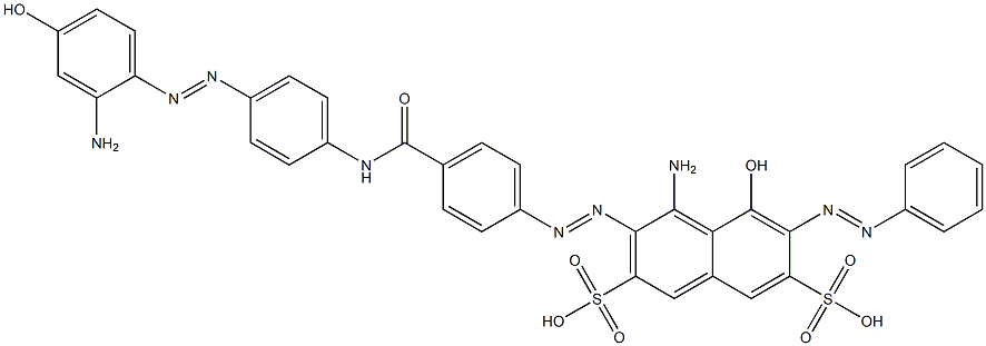 4-Amino-3-[[4-[[[4-[(2-amino-4-hydroxyphenyl)azo]phenyl]amino]carbonyl]phenyl]azo]-5-hydroxy-6-(phenylazo)-2,7-naphthalenedisulfonic acid Struktur