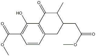 8-Hydroxy-7-(methoxycarbonyl)-2-methyl-1-oxo-1,2,3,4-tetrahydronaphthalene-3-acetic acid methyl ester Struktur