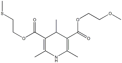 2,6-Dimethyl-4-methyl-1,4-dihydropyridine-3,5-dicarboxylic acid 3-[2-(methylthio)ethyl]5-(2-methoxyethyl) ester Struktur