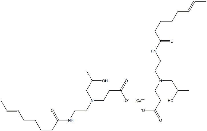 Bis[3-[N-(2-hydroxypropyl)-N-[2-(6-octenoylamino)ethyl]amino]propionic acid]calcium salt Struktur