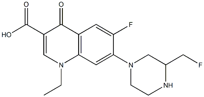 6-Fluoro-1-ethyl-7-(3-fluoromethyl-1-piperazinyl)-1,4-dihydro-4-oxoquinoline-3-carboxylic acid Struktur