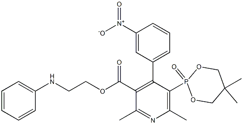 2,6-Dimethyl-5-(5,5-dimethyl-2-oxo-1,3,2-dioxaphosphorinan-2-yl)-4-(3-nitrophenyl)-3-pyridinecarboxylic acid 2-(phenylamino)ethyl ester Struktur