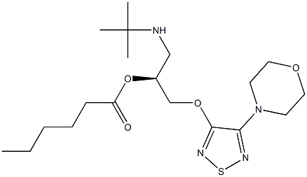 (S)-1-[(1,1-Dimethylethyl)amino]-3-[[4-(morpholin-4-yl)-1,2,5-thiadiazol-3-yl]oxy]-2-propanol hexanoate Struktur